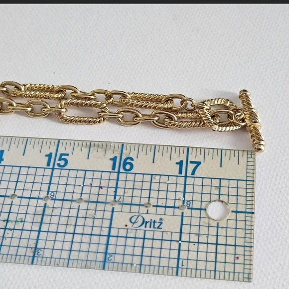 Vintage Gold-Tone Rope Chain Necklace with Faux Pearl and Rhinestone Accents - Picture 4 of 6